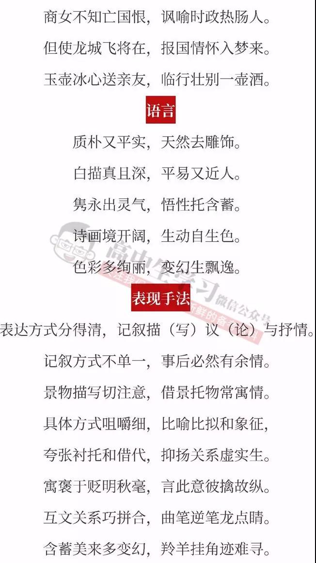 3段顺口溜,助你迅速突破高考诗词鉴赏题!
